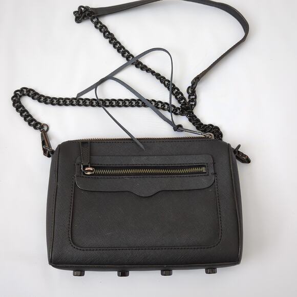 Rebecca Minkoff Crossbody Black Purse Matte Textured Tassel Chain Zipper Bag - Picture 1 of 8